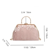 お買い得  クラッチバッグ＆イブニングバッグ-女性用 ハンドバッグ クラッチバッグ ドームバッグ クラッチバッグ 合成 パーティー ブライダルシャワー ウェディングパーティー スパンコール 大容量 折り畳み式 幾何学模様 ブラック ホワイト ピンク