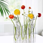 お買い得  花瓶＆バスケット-ヒンジ付き花瓶、折りたたみ式花瓶セット、ヒンジ付きデザインの折りたたみ式花瓶、形状変更可能な DIY クリスタルガラス試験管、6/8 試験管と S 字フック付き