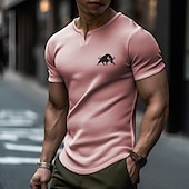 voordelige Vintage T-shirts-Voor heren Wafel T-shirt V-hals Kleding 3D-afdrukken Buiten Dagelijks Sport Korte mouw Modieus Ontwerper Basic