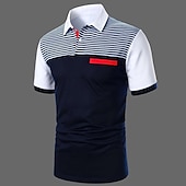 cheap Men&#039;s Classic Polo-Men&#039;s Button Up Polos Cotton Polo Shirt Casual Holiday Lapel Short Sleeve Fashion Basic Color Block Classic Summer Regular Fit White Yellow Burgundy Dark Navy Blue Button Up Polos