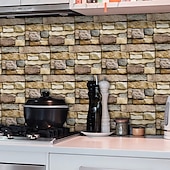 levne Samolepky na zeď-7ks samolepka na stěnu z umělého kamene 3D vinylová tapeta samolepicí květinová domácí dekorace do kuchyně koupelna 5,5x11 palců