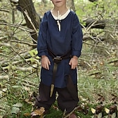 billiga Blast-Medeltida kostymer Renässans 1600-talet Blus / Skjorta Tunika Pirat Krigare Viking Solid färg Pojkar Viking fantasi Halloween Karnival Maskerad Maskerad Renässansmässan LARP Skjorta Alla årstider