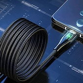 Недорогие Кабели для мобильных телефонов-Кабель для быстрой зарядки 120 Вт, 6a, прозрачный корпус, индикатор, тип-c, подходит для apple, samsung, letv, xiaomi, lg, bbk, oppo - 100 см/150 см/200 см