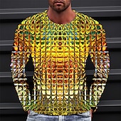 cheap 3D T shirts-Men&#039;s Graphic Gradient Metallic Shirt T Shirt Long Sleeve T shirt 3D Print Crew Neck Shirt Vintage Fashion Designer Outdoor Daily Sports 1 2 3 Spring &amp;  Fall Clothing Apparel S M L XL 2XL 3XL 4XL