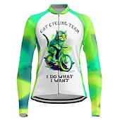 billiga Tröjor för kvinnor-Dam Cykeltröja Grafisk Långärmad Cykel Tröja Överdelar med 3 bakfickor Bergscykling Vägcykling Snabb tork Reflexremsa Bakficka Fuktabsorberande sporter Violett Rosa Blå Kläder