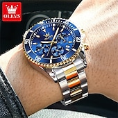 levne Quartz hodinky-OLEVS Muži Křemenný Luxus Velký ciferník Módní Obchodní Zobrazení fáze měsíce Svítící Kalendář VODĚODOLNÝ Slitina Hodinky