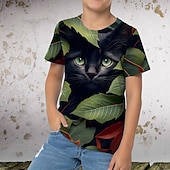tanie 3D zwierzęta dla chłopca-Dla chłopców 3D Graficzny Zwierzę Kreskówki Podkoszulek T-shirt Krótki rękaw Druk 3D Lato Wiosna Aktywny Sport Moda Dzieci 3-12 lat Na zewnątrz Codzienny Regularny