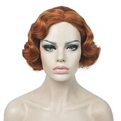 economico Parrucche storiche-Parrucca Vintage Festa Cosplay Leggera Butterscotch Capelli Corti Ondulati Flapper Accessorio Parrucca Halloween