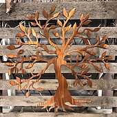 abordables decoración de pared de metal-Árbol de metal para decoración de pared, árbol de la vida, arte de pared de metal, pájaro, adorno para el hogar, dormitorio, sala de estar, decoración de ventanas