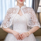 abordables Velos de Boda-chales abrigo de mujer estilo flor elegante sin mangas encaje otoño boda envuelve con flor para boda primavera/otoño&amp;amp; verano