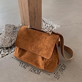 cheap Handbag &amp; Totes-Women&#039;s Brown Suede Messenger Bag with Adjustable Strap – Casual Shoulder Bag for Work, Travel, and Everyday Use