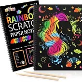 abordables Juguetes educativos-12 hojas de cuadernos para rascar arcoíris, suministros para manualidades, juego de papel de dibujo a color para niños, juego de cumpleaños, recuerdo de fiesta, festival, actividad de Pascua, juguete