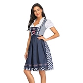  Oktoberfest Kleid Dirndl Trachtenkleider Dienstmädchen Deutsch München Wiesn Damen Stoff im traditionellen Stil Bluse Kleid Schürze Midi 60-70 cm