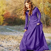 abordables Robe-Médiéval 18ème Siècle Robe vintage Maxi Robe Robe Tunique Ren Faire Viking Étranger Ranger Femmes Celtique Viking Halloween Mascarade Soirée &amp; Fête LARP Foire de la Renaissance Adulte Robe Toutes