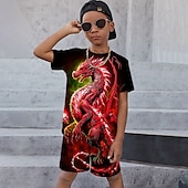 cheap Boy&#039;s 3D Animals-Boys 3D Graphic Animal Dragon T-shirt &amp; Shorts T-shirt Set Clothing Set Short Sleeve 3D prints Summer Spring Active Sports Fashion Kids 3-13 Years Outdoor Vacation Street Regular Fit