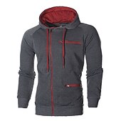 abordables sudaderas basicas hombre-Hombre Sudadera con cremallera Sudaderas con cremallera Negro Blanco Vino Color Camello Gris Oscuro Con Capucha Bloque de color Cerrar Bolsillo Deporte Diario Deportes Poliéster Ropa de calle Fresco