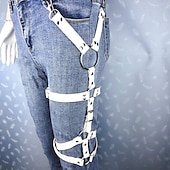 abordables Accesorios y más-Arnés gótico de una sola pierna, cinturón de liga punk, cinturón ajustable con remaches negros para el muslo, accesorios vaqueros para mujer