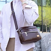 levne Pánské tašky-Pánské Crossbody kabelka Taška přes rameno Aktovka Messenger taška PU kůže Venkovní Denní Zip Velká kapacita Lehká váha Odolné Pevná barva Tmavěhnědá Žlutá hnědá Černá