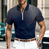 economico Polo geometrica da uomo-Per uomo A Pois Polo con zip Maglia da golf Manica Corta Magliette polo Camicie con Colletto Business Casual Abbigliamento da lavoro Abbigliamento Formale Abbigliamento da festa Stampa 3D Polo con