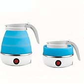 abordables Électroménager-1 pc voyage bouilloire électrique pliante rapide ébullition belle conception pliable portable bouilloire électrique 600 ml ébullition protection à sec 100-240 v silicone de qualité alimentaire pliable