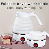 abordables Électroménager-1 pc voyage bouilloire électrique pliante rapide ébullition belle conception pliable portable bouilloire électrique 600 ml ébullition protection à sec 100-240 v silicone de qualité alimentaire pliable