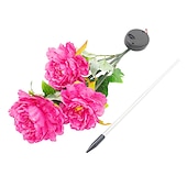 cheap Ground Lights-3 Heads Solar Peony Outdoor Simulation Flower Lamp LED Artificial Flower Ground Lamp  Garden and Courtyard Decorative Lights Holiday Party Decorative Lights