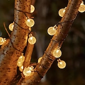 cheap Solar String Lights-Solar String Lights LED Outdoor Lights 6.5m 30 LEDs Set Mounting Bracket Warm White Wedding Party Holiday Patio Garden 3V