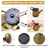economico Illuminazione vialetto-Annaffiatoio Solare All&#039;aperto Luci Appese Bollitore Lanterna Stringa Di Luce Impermeabile Per Giardino Giardino Aiuola Ghirlanda Decor Metallo Lampada Retrò