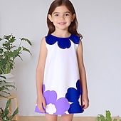 billiga 3D Blomma Klänning-Påsk Flickor 3D Blommig Grafisk Klänning Ärmlös 3D-tryck Sommar Vår Semester Sport &amp; Utomhus Dagligen söt stil Ledigt Ljuv Barn 3-12 år Vardagsklänning A linjeklänning Linneklänning Ovanför knäet