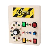abordables Jouets éducatifs-interrupteur de lumière montessori planche sensorielle occupée en bois cordons et clés enfichables apprentissage éducatif jouet de décompression aller à l&#039;école cadeaux de vacances pour les enfants