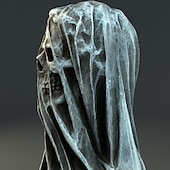 cheap Halloween Hanging &amp; Tabletop Decorations-Halloween Veil Reaper Skull Home Decoration Interior Art Desktop Decoration Halloween Resin Crafts Halloween Skeleton Decoration