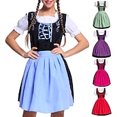 economico Set Dirndl-Oktoberfest Abiti tradizionali Blusa Dirndl Mini carico Bavarese Cameriera Bavarese Tedesco Prati Per donna Panno in stile tradizionale (50 cm)