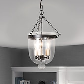 economico Luci a sospensione-lampade a sospensione retro oro rame nero 3 luci appese luce stile industriale paralume in vetro trasparente lampadario illuminazione a soffitto per soggiorno studio apparecchio di illuminazione per