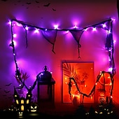 Недорогие Хэллоуин в помещении-хэллоуин струнные огни в помещении 30 светодиодов оранжевые украшения с черной марлей на батарейках 9,9-футовая жуткая ткань жуткие огни готический декор комнаты для вечеринок 2 режима постоянный /