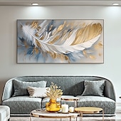 cheap Still Life Paintings-Handmade Oil Painting Canvas Wall Art Decor Original Feather Painting for Home Decor With Stretched Frame/Without Inner Frame Painting