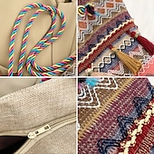 economico Borsette e borse tote-borsa tote in tela ricamata bohémien – borsa a tracolla con nappe colorate per donna, borsa da viaggio casual da spiaggia