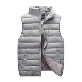 economico Gilet Puffer da Uomo-Per uomo Gilet trapuntato Cardigan Uscire Casual Tutte le stagioni Tasca Poliestere Semplice Cerniera Collo alla coreana Vestibilità regolare Nero Rosso Blu marino Grigio Gilet