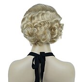 economico Parrucche storiche-Parrucca Vintage Festa Cosplay Leggera Butterscotch Capelli Corti Ondulati Flapper Accessorio Parrucca Halloween