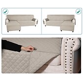 cheap Sofa Cover-Quilted Sofa Slipcover L Shape Sofa Cover Sectional Couch Cover Chaise Lounge Slip Cover Reversible Sofa Cover Furniture Protector Cover for Pets Kids Children Dog Cat