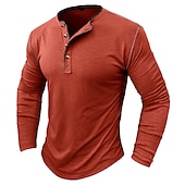olcso Alkalmi Henley póló-Férfi Gombos póló Henley ing Tee Top Hosszú ujj Henley Nyár Sima Divat Dizájn Alap Vakáció Utca Alkalmi Fehér Sárga Piros Férfi felső póló