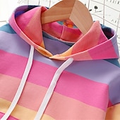 voordelige Hoodies &amp; Sweatshirts-Kinderen Voor meisjes Trui met capuchon Regenboog Streep Lange mouw Zak Lente Herfst leuke Style Streetwear Dagelijks Katoen Buiten Casual Normale pasvorm
