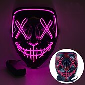 cheap Halloween 2024-Halloween Light Mask LED Full Face Mask  Clown Glow Mask For Children For Adult  For Party for Halloween