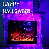 baratos Halloween interno-Luzes de teia de aranha de Halloween 60 LED com aranha preta à prova d&#039;água luzes de rede roxas controle remoto alimentado por USB 8 modos teia de aranha para decoração de quintal de festa iluminação