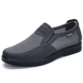 cheap Slip-On Casual Shoes-Men's Brown Mesh Slip-On Walking Shoes with Breathable Upper and Cushioned Sole, Lightweight Casual Loafers for Summer Travel, Driving and Daily Wear