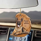 preiswerte Anhänger &amp; Ornamente fürs Auto-Niedlicher Engelsflügel-Hund „Forever in My Heart“ zum Aufhängen, Cartoon-Anhänger, niedlicher Anhänger für Autotasche, Schlüsselanhänger, Auto-Ornamente für Rückspiegel, Innendekoration im Auto