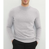 cheap Men&#039;s Pullover Sweater-Men&#039;s Sweater Pullover Sweater Jumper Ribbed Knit Knitted Plain Mock Neck Stylish Casual Daily Wear Vacation Clothing Apparel Spring &amp;  Fall Black White S M L