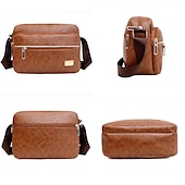 levne Pánské tašky-Pánské Crossbody kabelka Taška přes rameno Aktovka Messenger taška PU kůže Venkovní Denní Zip Velká kapacita Lehká váha Odolné Pevná barva Tmavěhnědá Žlutá hnědá Černá