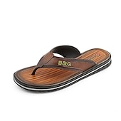 billige Utendørs sandaler-brune flip flop-sandaler for menn – lette sklisikre strandtøfler med polstret såle for sommer, reise og fritidsklær