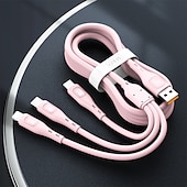 economico Cavetti per cellulari-3 in 1 design per mac 120w usb c multi cavo di ricarica veloce 3in1 cavo di ricarica per telefono multiplo usb c multi cavo con tipo c/micro usb/ip per samsung s23 s22 s21 per iphone 14 13 12 11 x xs