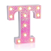 cheap Decorative Lights-LED Letter Lights Light Up Pink Letters Glitter Alphabet Letter Sign Battery Powered for Night Light Birthday Party Wedding Girls Gifts Home Bar Christmas Decoration Pink Letter